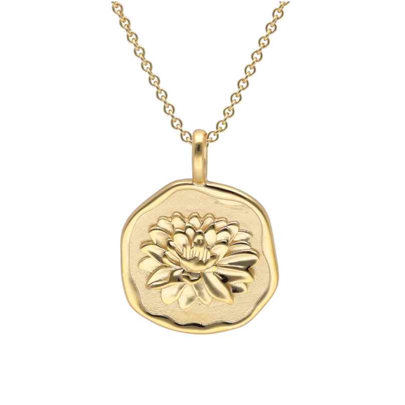 trendor 68002-07 Necklace With Month Flower July 925 Silver Gold Plated