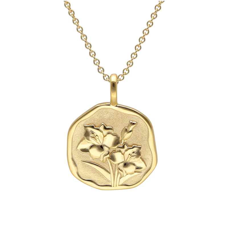 trendor 68002-08 Necklace With Month Flower August 925 Silver Gold Plated