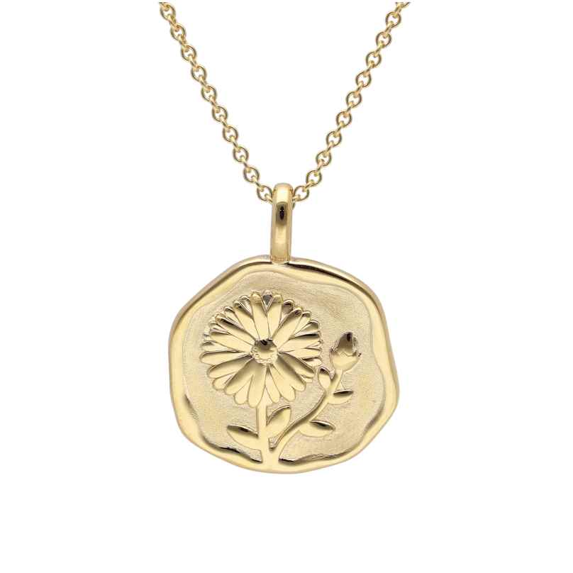 trendor 68002-09 Necklace With Month Flower September 925 Silver Gold Plated