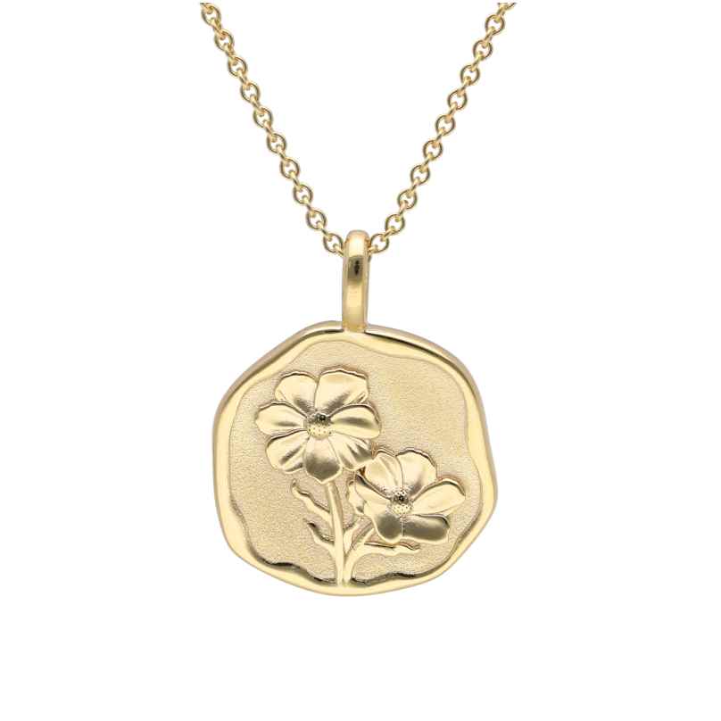 trendor 68002-10 Necklace With Month Flower October 925 Silver Gold Plated