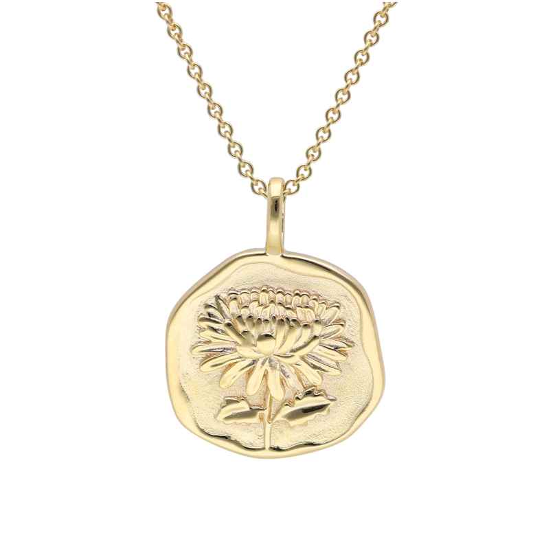 trendor 68002-11 Necklace With Month Flower November 925 Silver Gold Plated