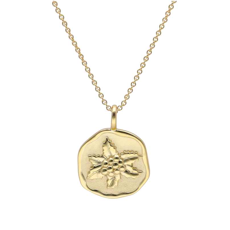 trendor 68002-12 Necklace With Month Flower December 925 Silver Gold Plated