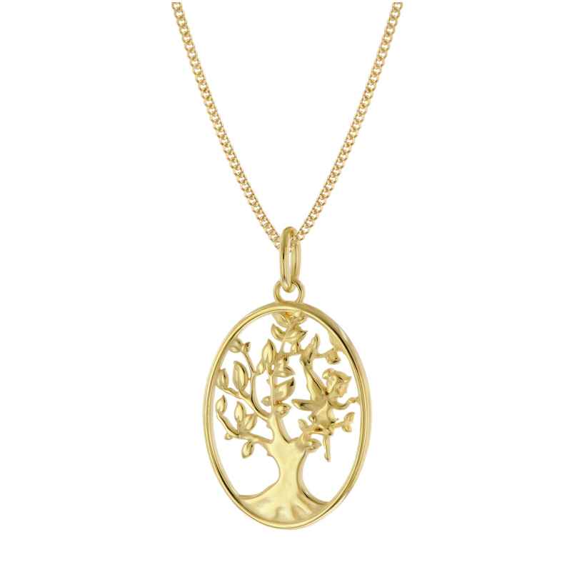 trendor 68052 Halskette mit Lebensbaum Gold auf Silber 925