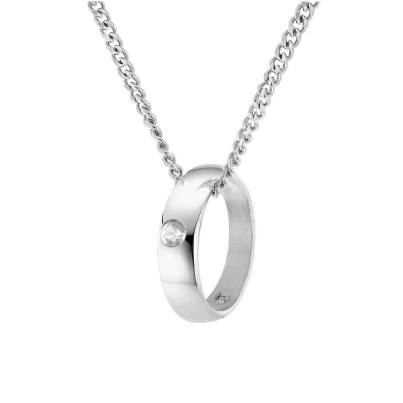 trendor 68066 Baptism Ring Pendant 333 White Gold With Silver Necklace