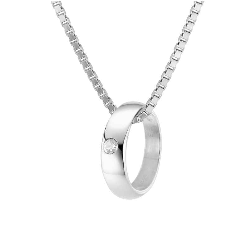 trendor 68068 Christening Ring Kids Necklace 925 Silver With Cubic Zirconia