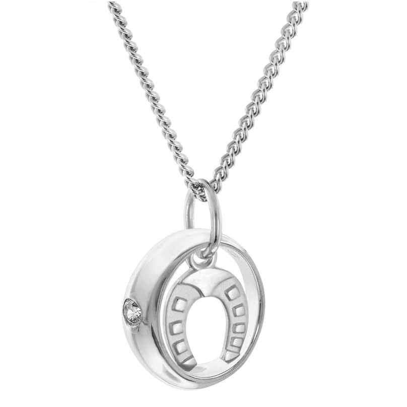 trendor 68069 Kids Necklace 925 Silver Baptism Ring With Horseshoe