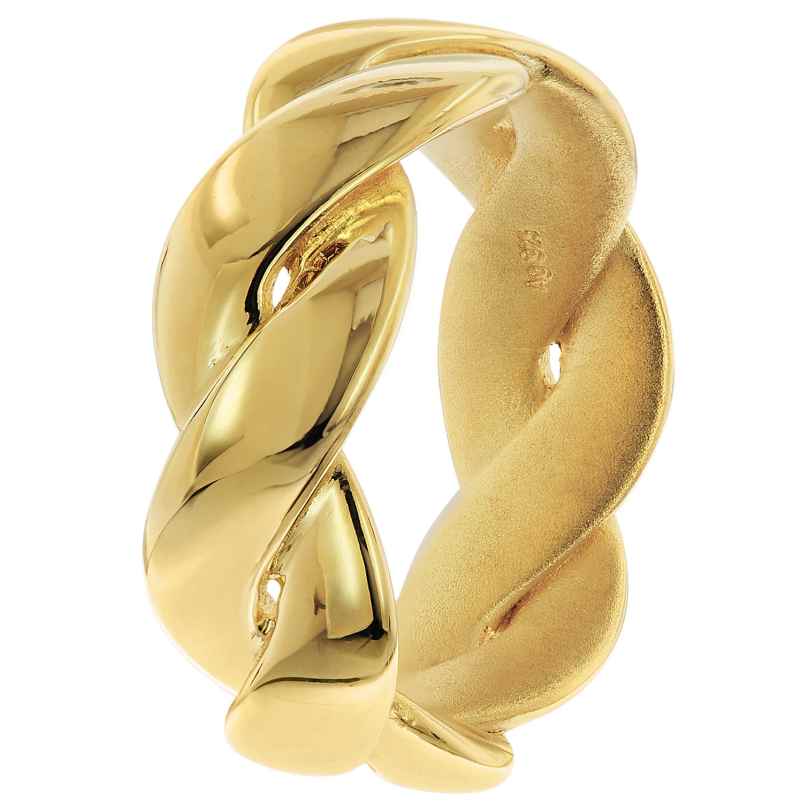 trendor 68054 Women's Ring With Cable Pattern Gold Plated Silver 925