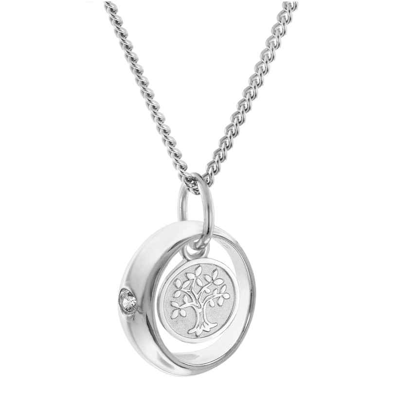 trendor 68072 Baptism Ring With Tree Of Life White Gold 333/8K On Silver Chain