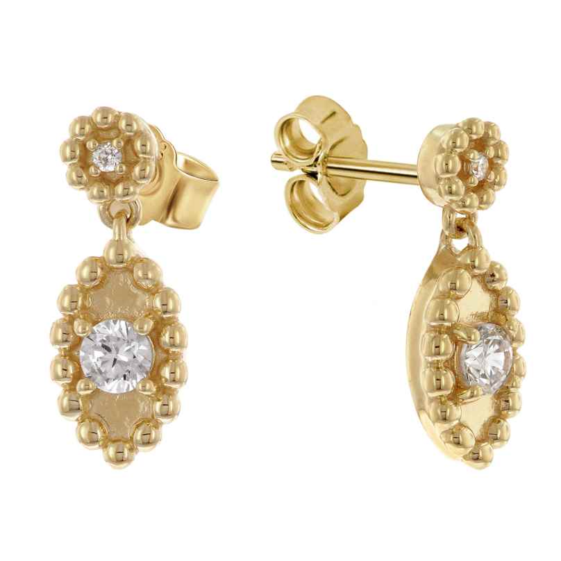 trendor 68146 Women's Dangle Earrings 333 Gold with Cubic Zirconia 4262459681469