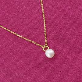 trendor 68156 Damen-Halskette mit Perle 925 Silber Vergoldet 45 cm