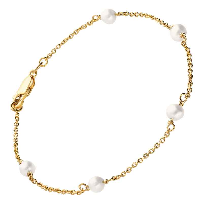 trendor 68155 Damen-Armband mit Perlen 925 Silber Vergoldet 19 cm 4262459681551