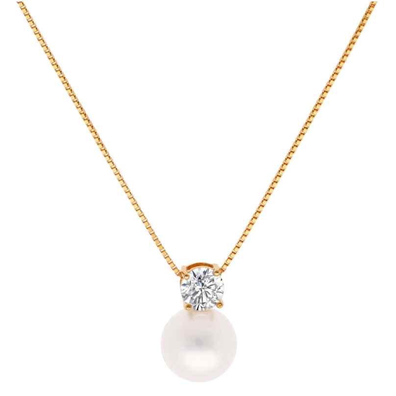 trendor 68153 Women's Necklace Gold-Plated Silver With Pearl/Cubic Zirconia 4262459681537