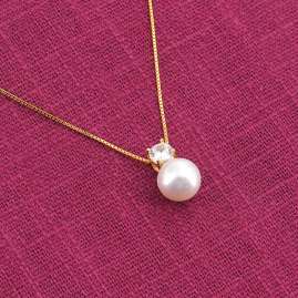 trendor 68153 Women's Necklace Gold-Plated Silver With Pearl/Cubic Zirconia