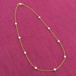 trendor 68154 Ladies' Necklace With Pearls 925 Silver Gold-Plated 45 cm