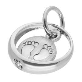 trendor 68159 Christening Ring Baby Feet 333 White Gold (8K) With Silver Neckl