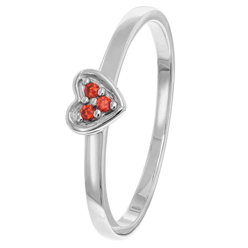 trendor 41541 Women's Ring White Gold 333/8K Heart with Red Cubic Zirconia