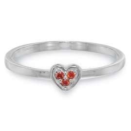 trendor 41541 Women's Ring White Gold 333/8K Heart with Red Cubic Zirconia