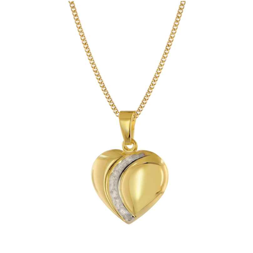 trendor 68202 Damen Herz-Anhänger Gold 333 Bicolor mit vergoldeter Silberkette