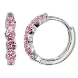 trendor 68193 Girls Hoop Earrings 925 Silver With Pink Cubic Zirconia