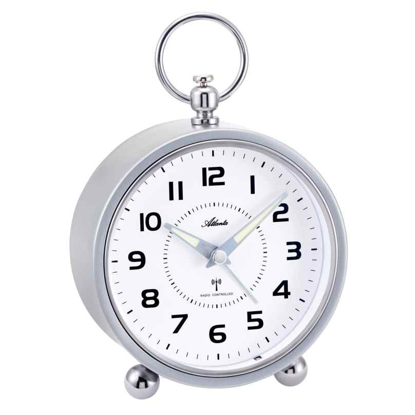 Atlanta 1836/19 Radio-Controlled Quartz Alarm Clock Silver Tone 4026934183615