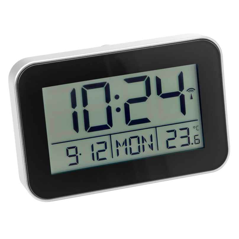 Atlanta 1802/19 Digital Radio-Controlled Alarm Clock Silver Tone 4026934180218