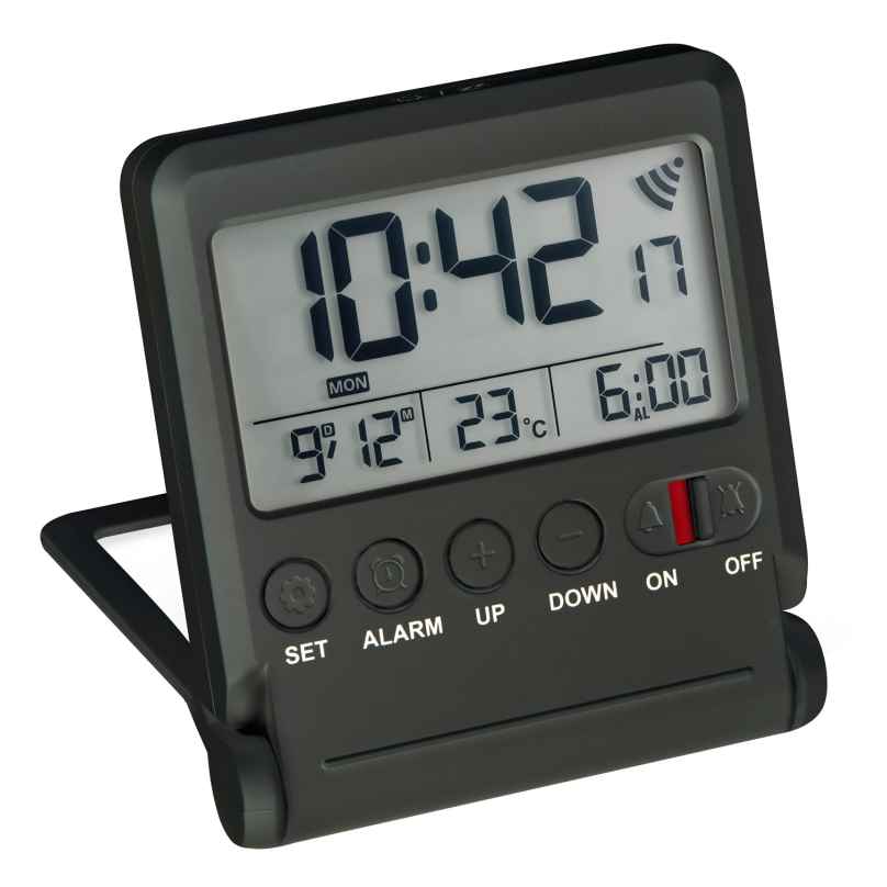 Atlanta 1805/7 Reisewecker mit Funkempfang Digital Schwarz 4026934180577