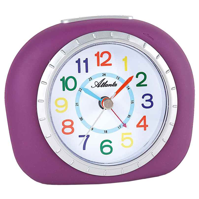 Atlanta 1966/8 Kids Alarm Clock with Silent Movement Purple 4026934196684