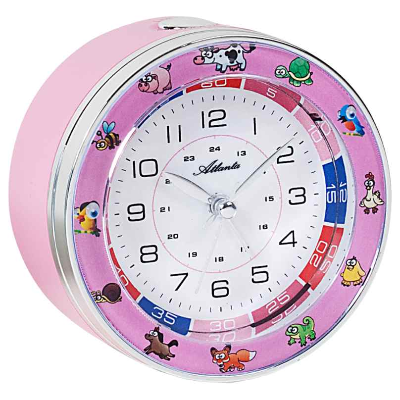 Atlanta 1982/17 Kids Alarm Clock With Sweep Movement Pink 4026934198213