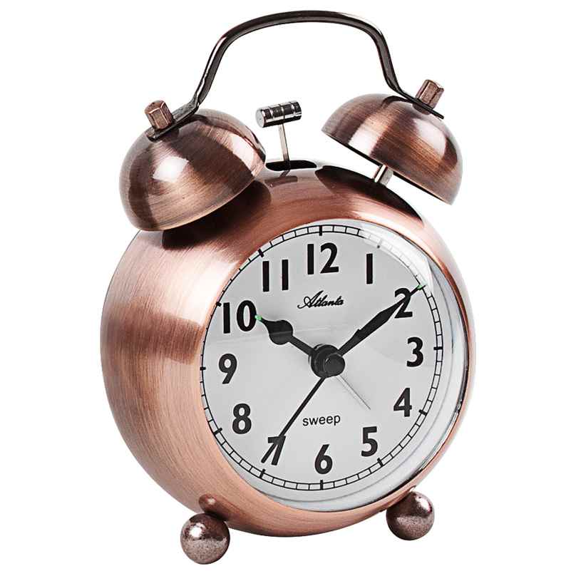 Atlanta 2101/18 Retro Alarm Clock with Bell Signal Coppery Metal Case 4026934210120