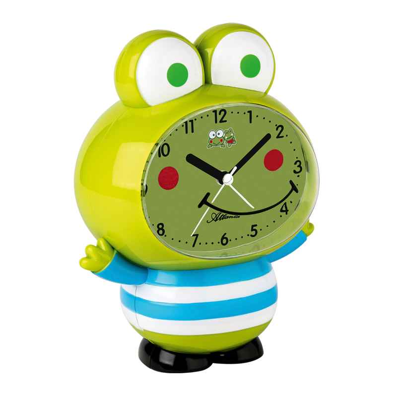 Atlanta 2161 Alarm Clock with Quiet Movement Frog Green 4026934216108