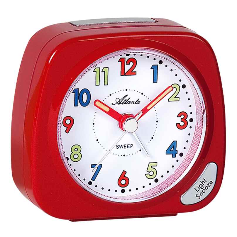 Atlanta 1936/1 Kids Alarm Clock with Quiet Movement Red 4026934193614