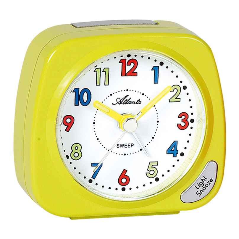 Atlanta 1936/2 Children's Alarm Clock with Quiet Movement Yellow 4026934193621