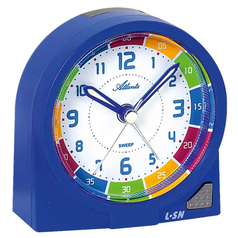 Atlanta 1937/5 Alarm Clock for Kids with Quiet Movement Blue 4026934193751
