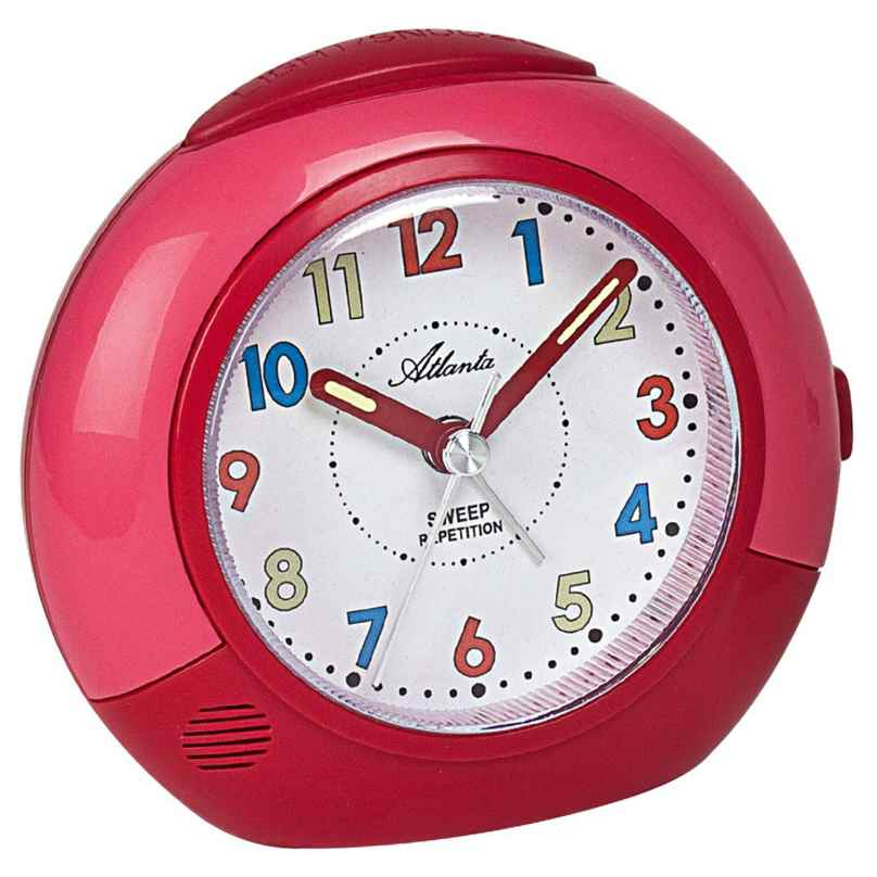 Atlanta 1708/1 Children's Alarm Clock with Quiet Movement Red/Pink 4026934170813