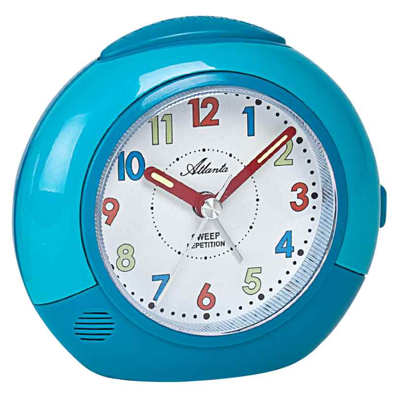 Atlanta 1708/5 Kids Alarm Clock with Quiet Movement Blue 4026934170851