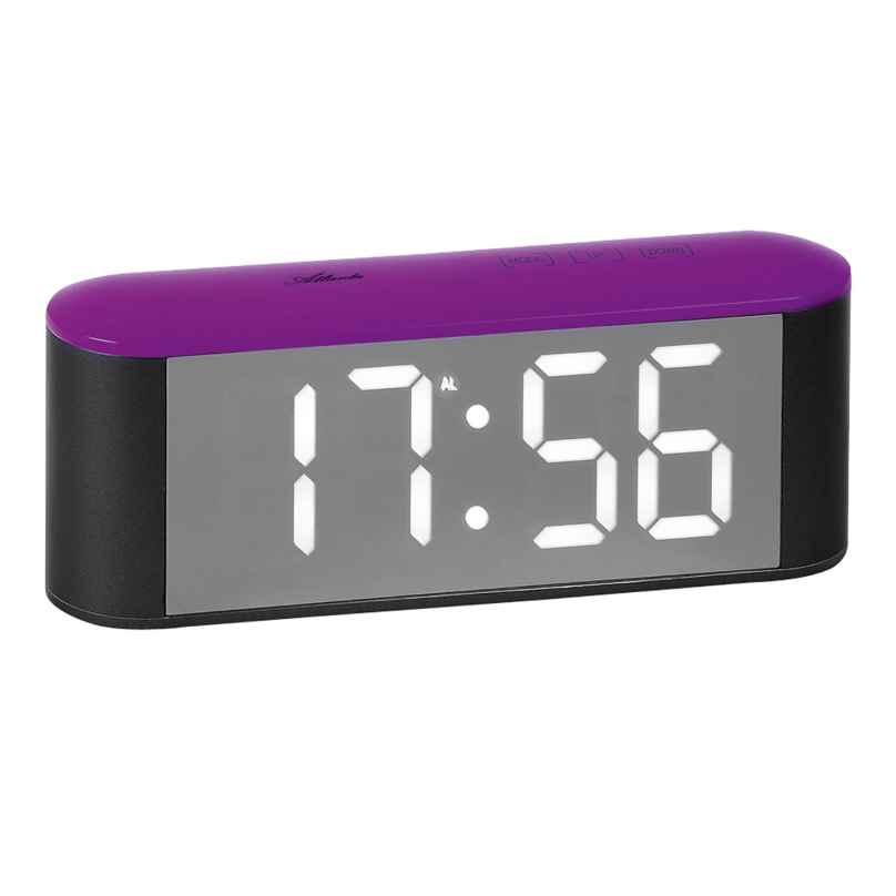 Atlanta 1133/8 Alarm Clock with LED Display Grey / Purple 4026934113384