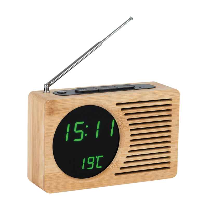 Atlanta 2601 Radio-Wecker mit Thermometer / Hygrometer Holzgehäuse 4026934260101