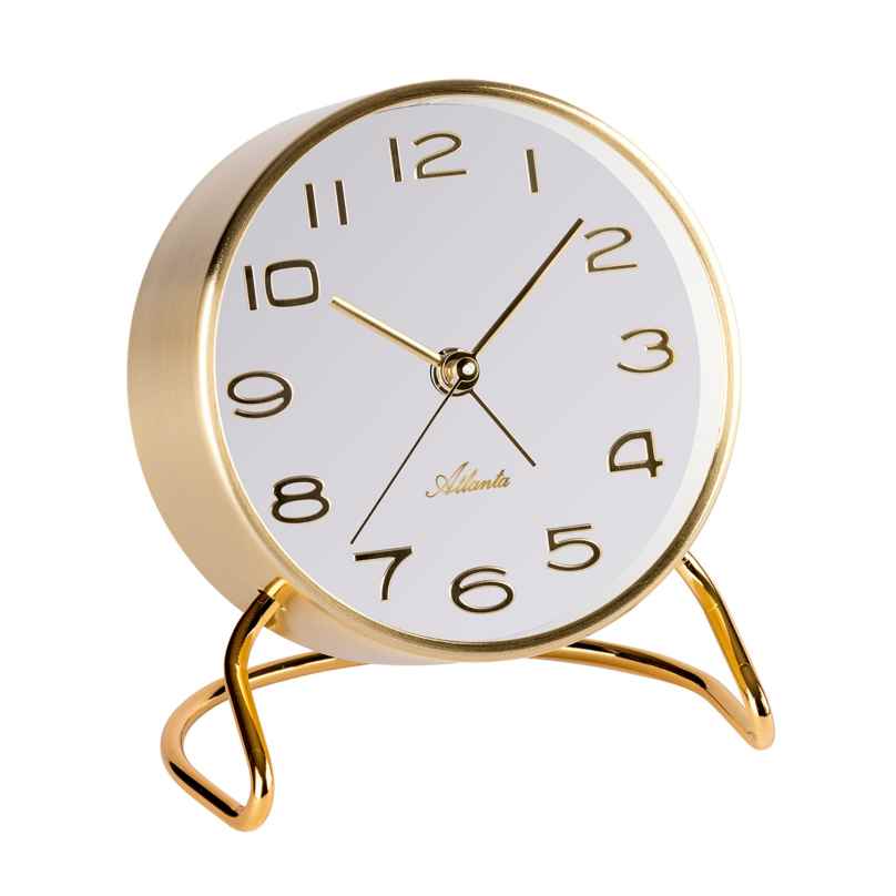Atlanta 3103/9 Table Alarm Clock with Low Noise Quartz Movement Gold Tone 4026934310394