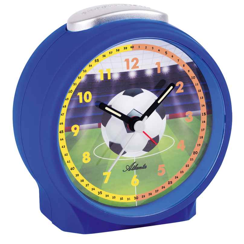 Atlanta 1981/15 Alarm Clock for Children Silent Blue Football 4026934198107