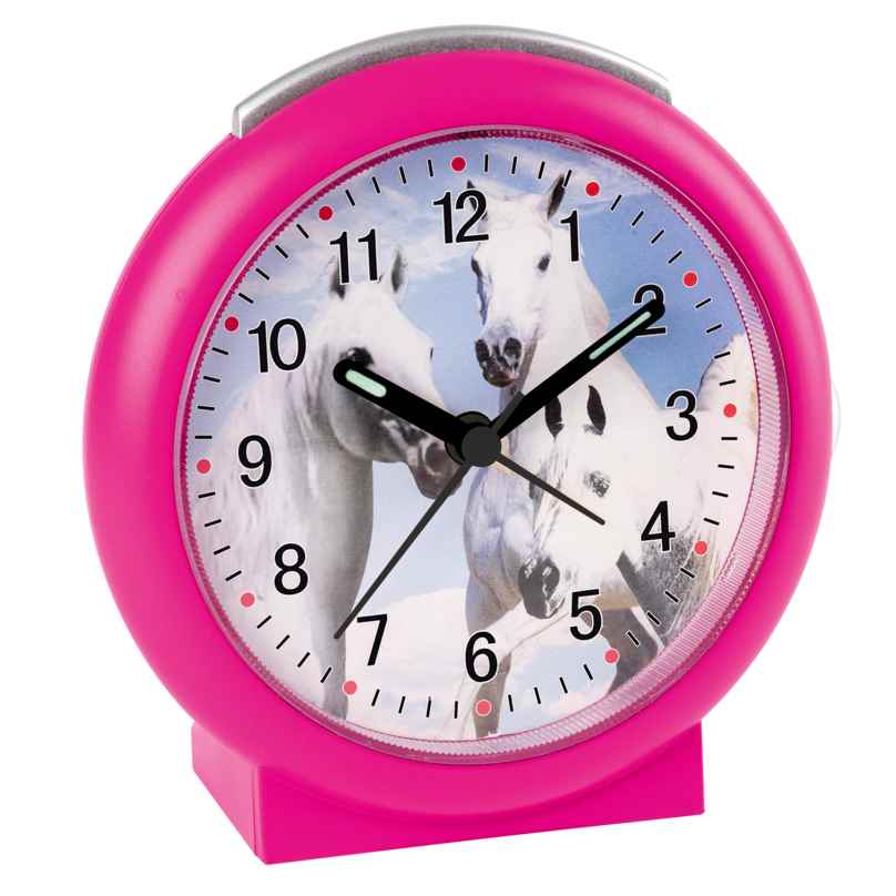 Atlanta 2121/8 Children's Alarm Clock Silent Pink Horses 4026934212186