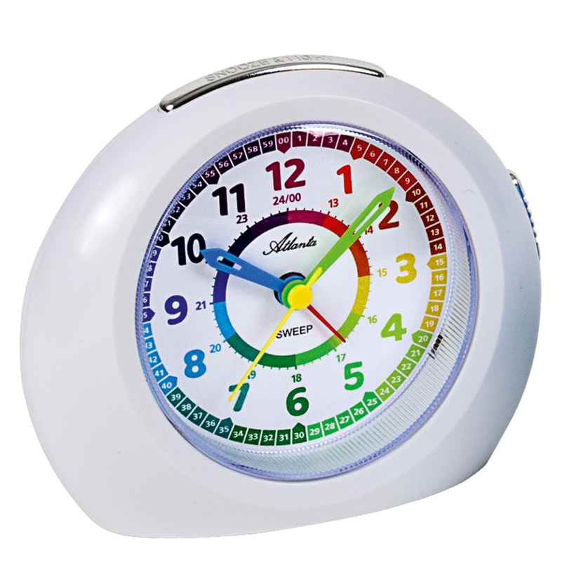 Atlanta 1967/0 Learning Alarm Clock for Children Silent White 4026934196707