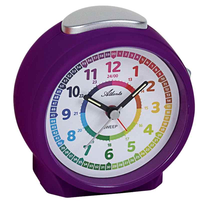 Atlanta 1999/8 Children's Alarm Clock Silent Purple 4026934199982