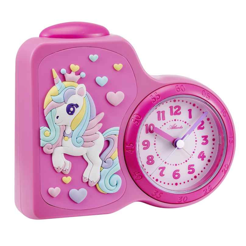 Atlanta 2145/17 Children's Alarm Clock Silent 3D Unicorn 4026934214517