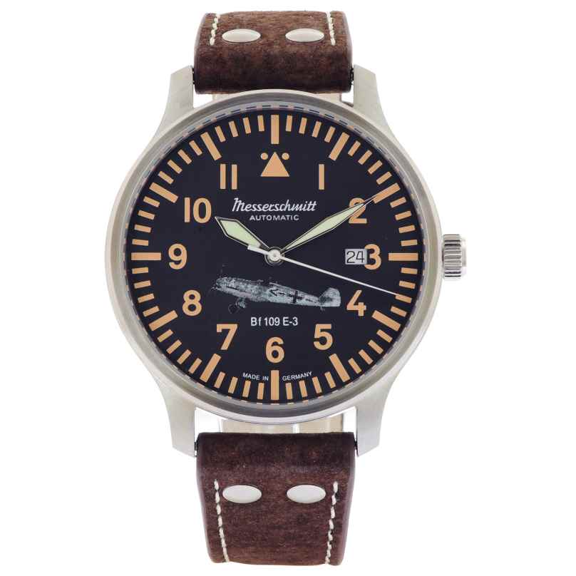Messerschmitt BF109E-3-A Herren Pilotenuhr BF109E Automatik Braun/Schwarz 4262436845679