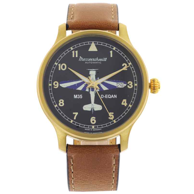 Messerschmitt M-35PVD-A Herren-Armbanduhr M35 Automatik Braun/Goldfarben 4262436845952