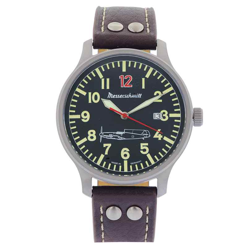 Messerschmitt 109-42R12L Herren-Quarzuhr Flieger ME109 Rote 12 4262436840872