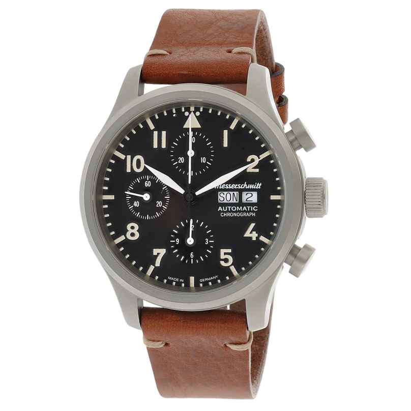 Messerschmitt ME-3H214 Men's Aviator Watch Automatic Chronograph Leather Strap 4262436845013