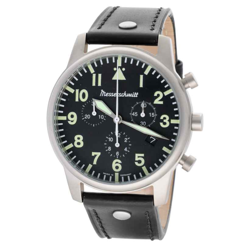 Messerschmitt ME-4544-SL Men's Aviator Watch Chronograph Black 4262436840087