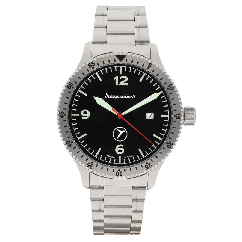 Messerschmitt ME-98152MB Men's Aviator Watch Steel/Black 4262436840124