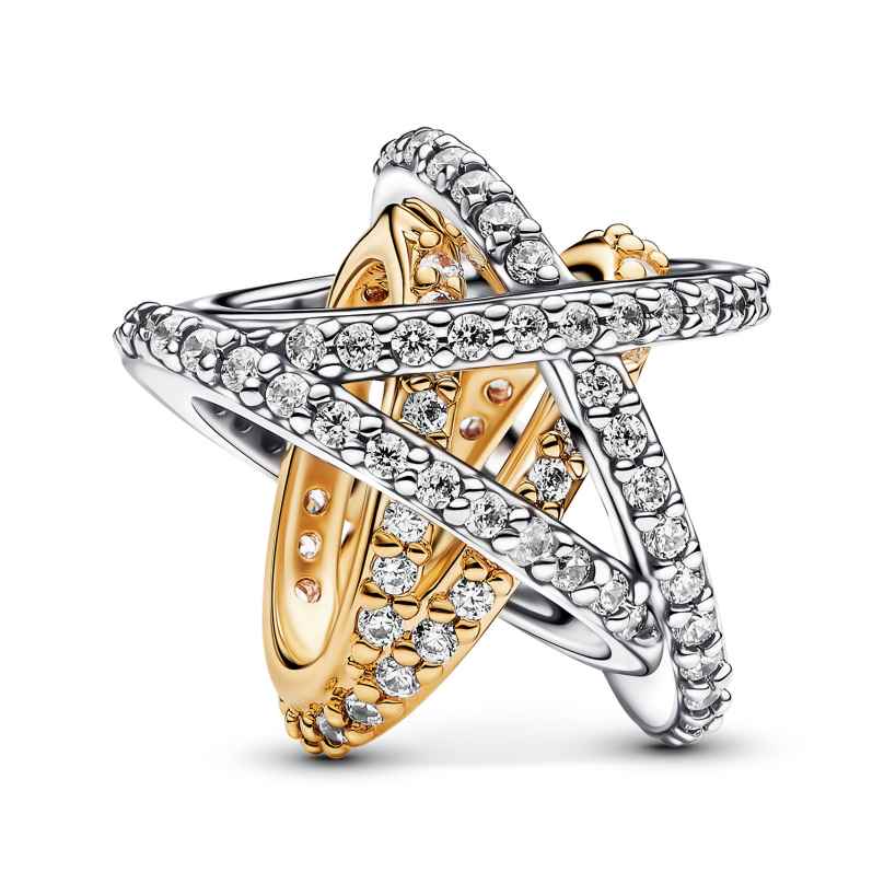 Pandora 763590C01 Charm Funkelnd Überkreuzter Stern Zweifarbig 5700303148311